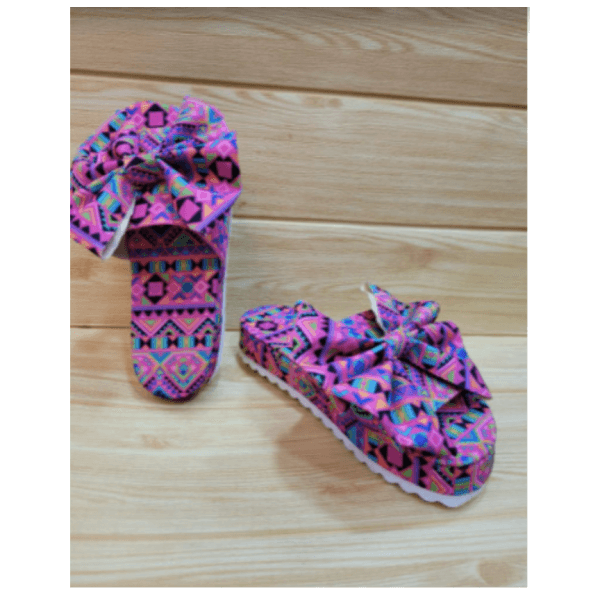 Sandals for Woman. Pink Color with Tribal Design